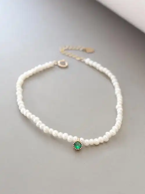 气质淡水礼物首饰手饰黄金坠绿珍珠婉约手链手饰