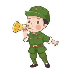 建党节建军节吹集结号的卡通军人