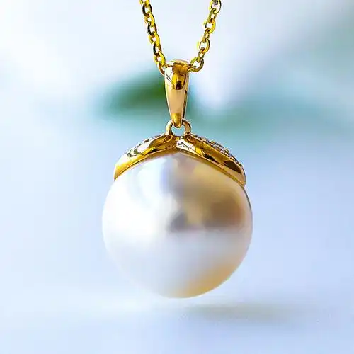 鑫润 小苹果形南洋澳洲白海水珍珠吊坠项链坠单颗正圆强光送妈妈