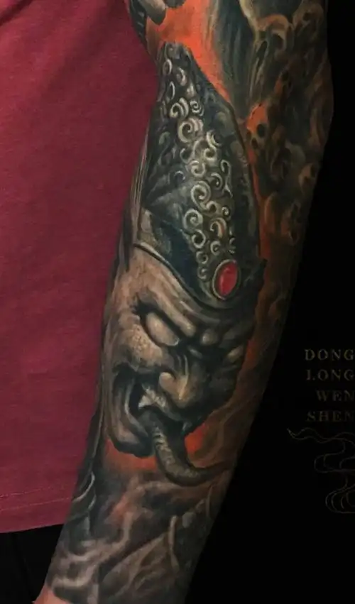 黑白无常花臂纹身图片