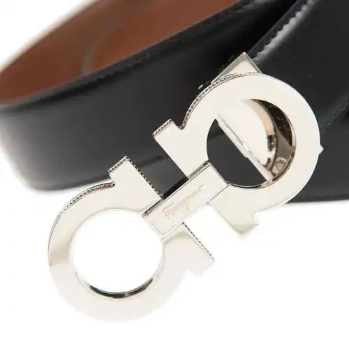 菲拉格慕ferragamo腰带女士奢侈品黑色徽标细节腰带图片色os