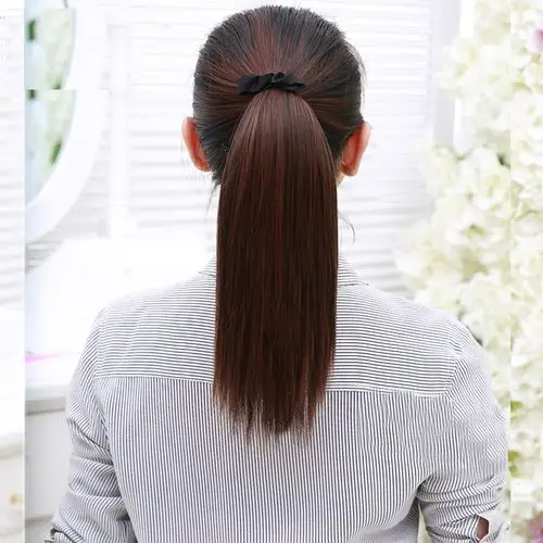 假发马尾长直马尾辫绑带片发尾中长长短直发片抓夹马尾