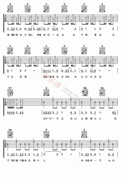 任贤齐《浪花一朵朵》 吉他谱