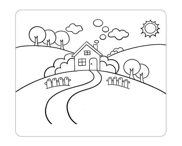 简笔画4开画风景画