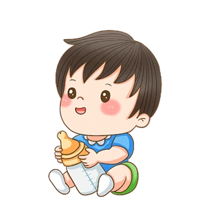 小婴儿抱着奶瓶自己嘟嘴喝奶