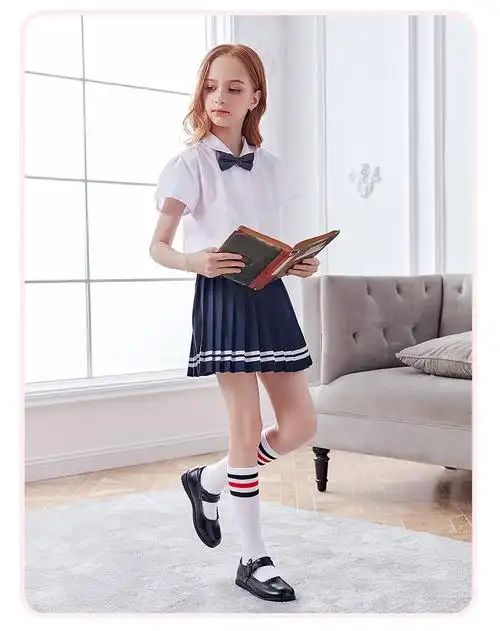 女童长筒袜儿童小学生礼服白袜中筒幼儿宝宝黑白校服袜足球长袜子