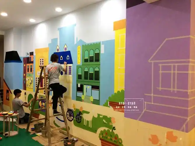 幼儿园墙体彩绘儿童墙绘衡阳英联皇家幼儿园手绘墙欣赏