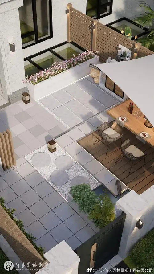 现代简约小庭院方案剖析 庭院设计追求简约,时尚和舒适的设计理念.
