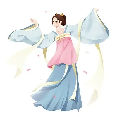 手绘卡通国潮人物女孩原创插画海报古代女性雕塑代理古代女性头部雕塑