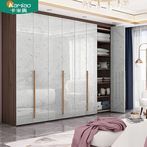 折叠高光岩板衣柜定制衣帽间隐形门衣橱卧室轻奢储物柜子