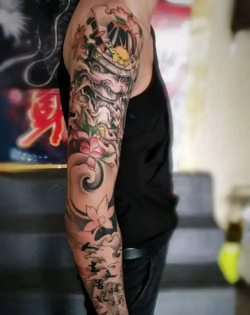双花臂纹身图片