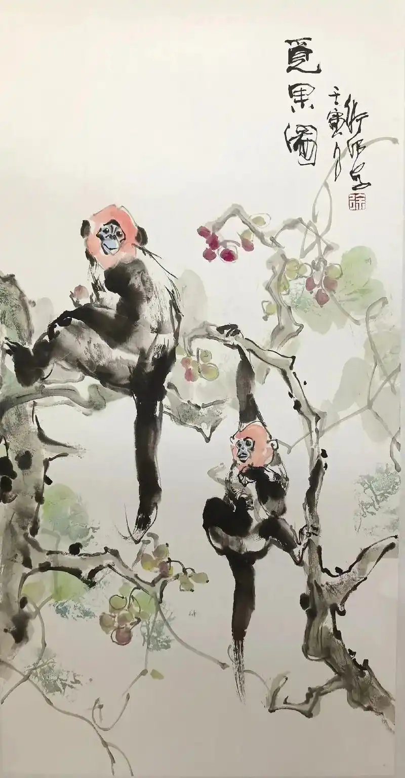 中国画猴第一人徐卫伟50x100厘米 欢迎收藏 部分作品带合 - 抖音