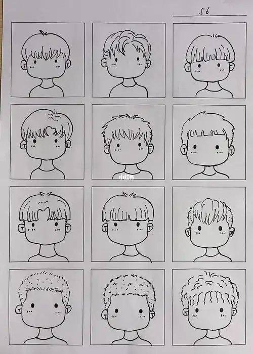 小男生发型简笔画打卡56