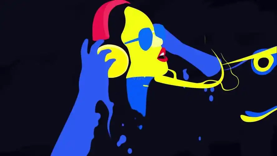 二维色彩动画美女唱歌动画