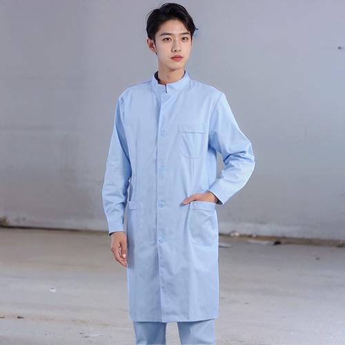 男护士服立领对开长袖白大褂中医馆牙科口腔诊所卫生室足疗工作服