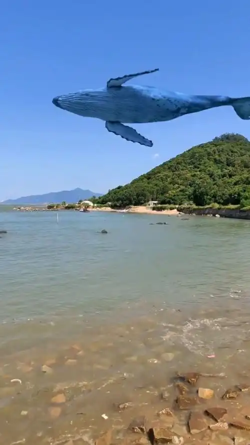 鲸鱼飞上天了,这场景实在是太壮观了