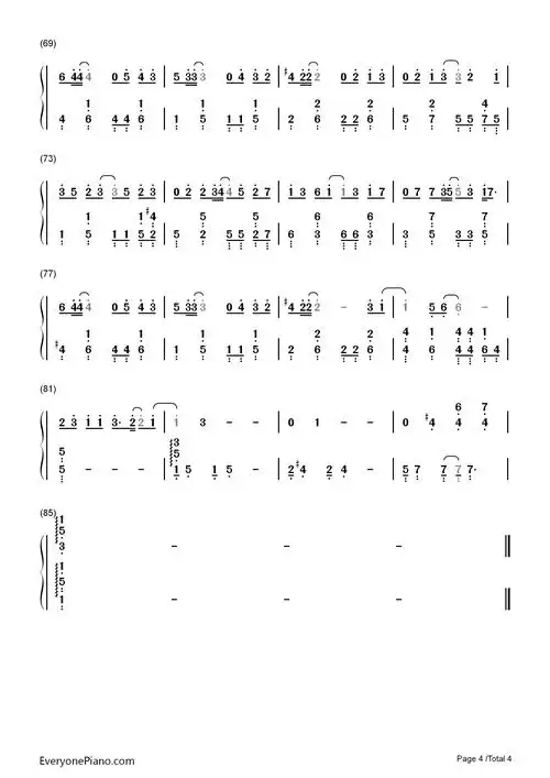 小幸运-我的少女时代主题曲双手简谱预览