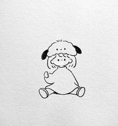 可爱的女生黑笔简笔画