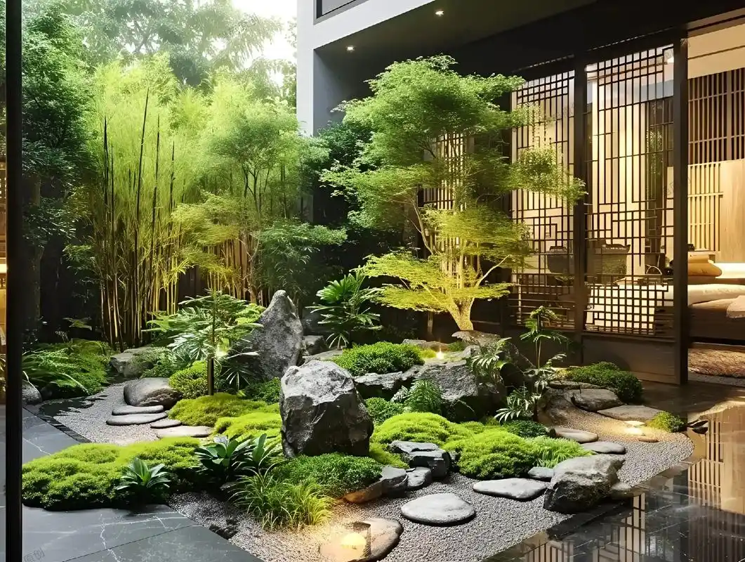庭院景观效果图#园林景观 #植物造景 #庭院造景 #庭院设计 - 抖音