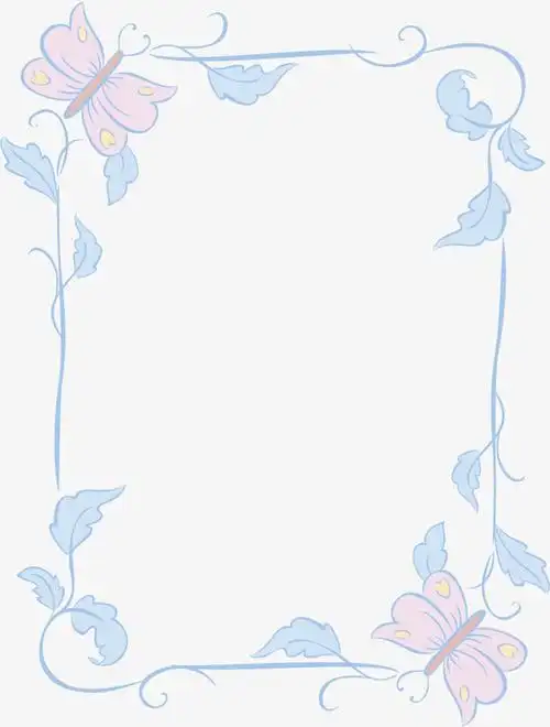 春天蓝色叶子边框免抠素材免费下载_觅元素51yuansu.com