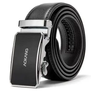 chainkavin皮带男无头商务自动带青年百搭经典荔枝纹原版礼盒包装_爱