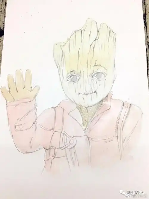 七步让你学会画彩铅版格鲁特宝宝