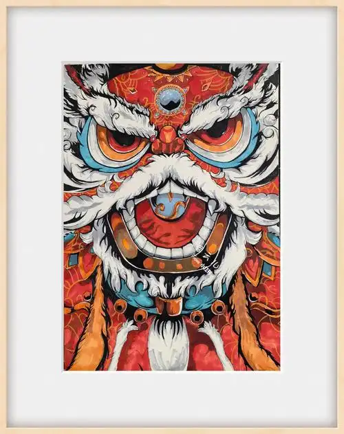 马克笔水彩醒狮