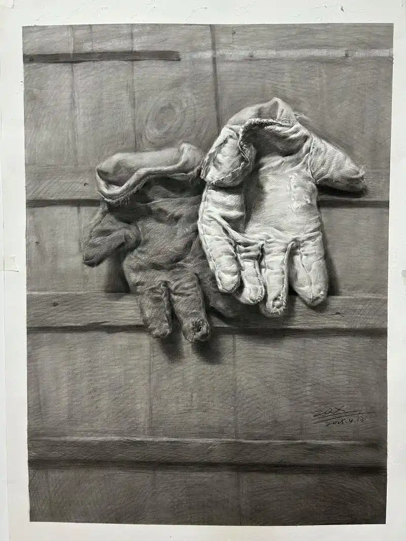 集训素描作业#手套画法#揉擦技巧#素描长期作业