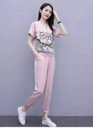 休闲运动时尚套装女2020年夏季新款气质女神范衣服洋气夏天两件套