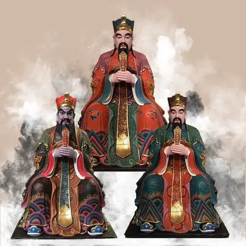 三宫九府感应天尊神像 三元三品神像 三官大帝神像 三皇真君神像