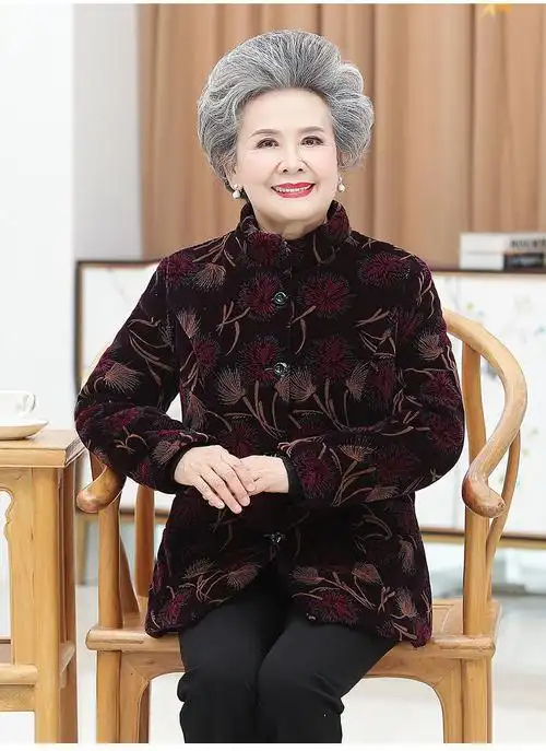 冬季中老年女装奶奶加厚外套高品质2021冬季新款奶奶冬装60岁70太太