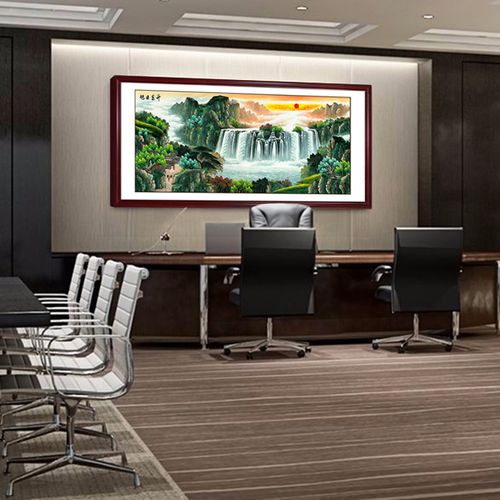 国画旭日东升山水画客厅墙壁装饰画风水招财老板办公室聚宝盆挂画