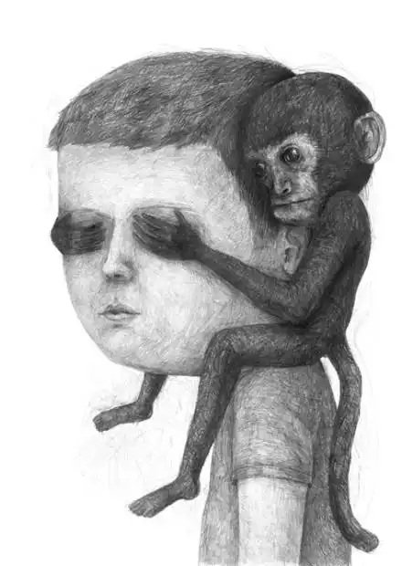 空洞的眼神,扭曲的面孔,混乱的线条,让人心疼的铅笔肖像画 | 奥地利