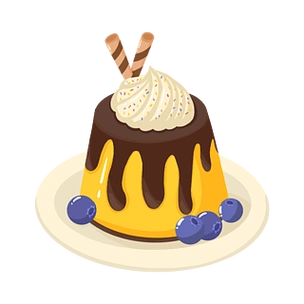 布丁甜品卡通西点免抠矢量图手绘蜡笔风美食甜点焦糖布丁卡通可爱可