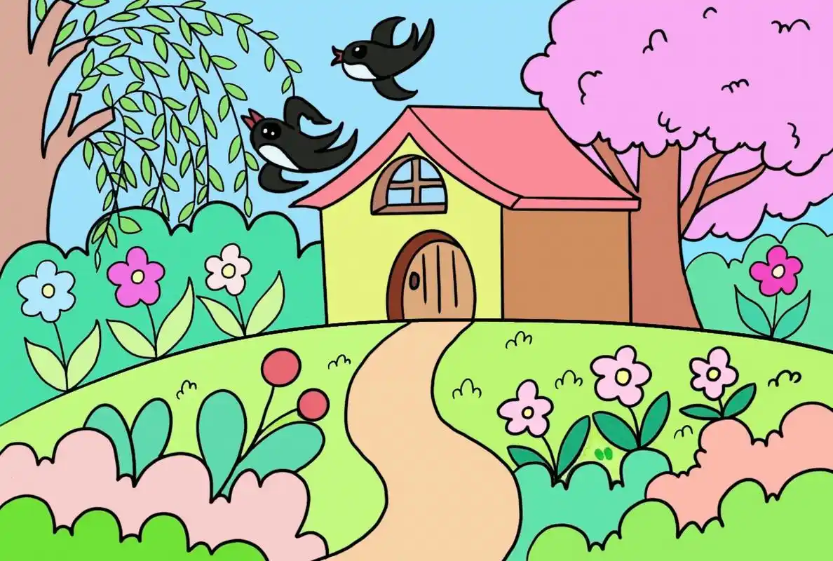 春天来了主题画 春暖花开万物复苏儿童画 春天主题画春暖花开 92