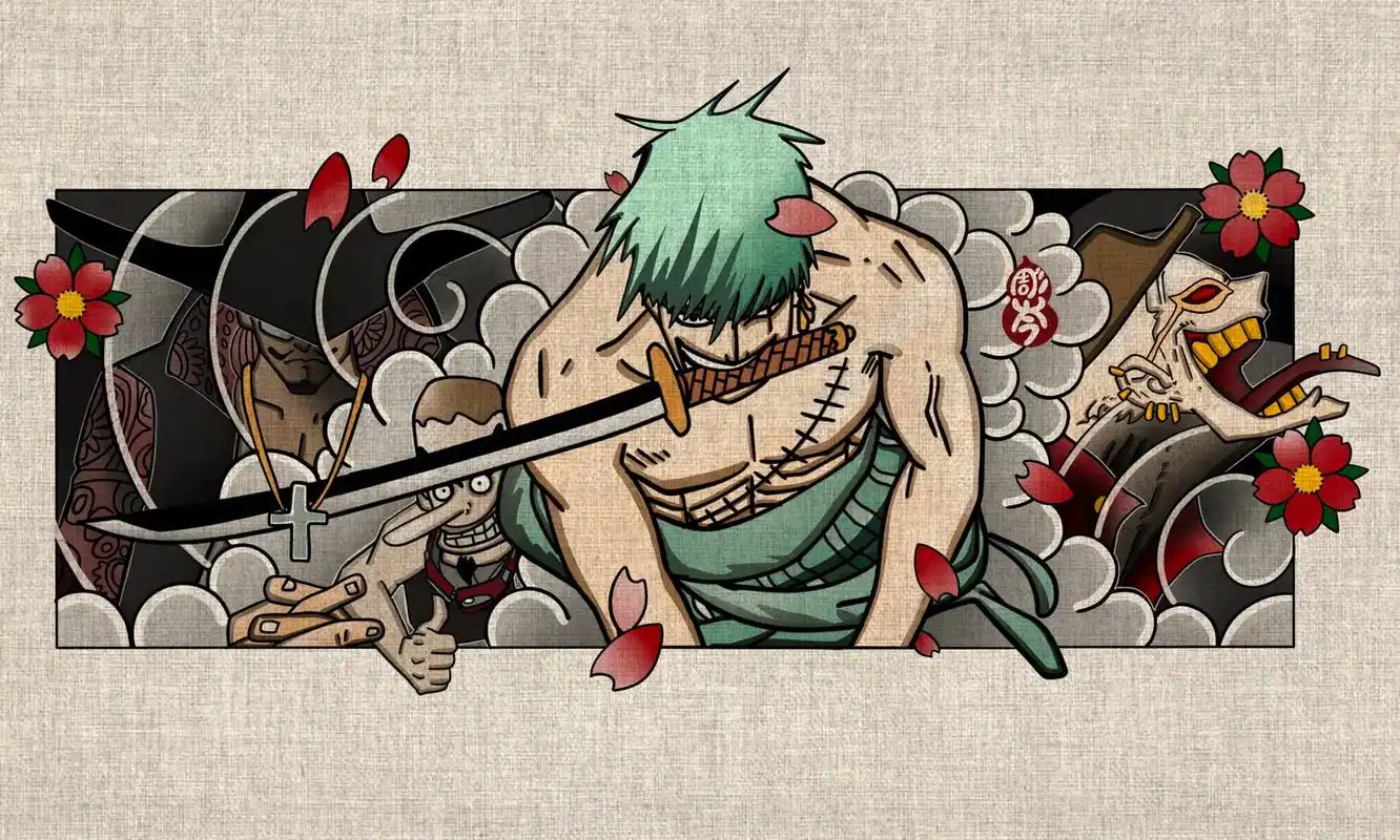 我教你构图如何?#海贼王 #索隆 #纹身手稿 #日式老传统  - 抖音