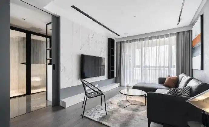 100㎡黑白灰现代简约风_二手房装修|旧房翻新|旧房改造|装修效果图|家