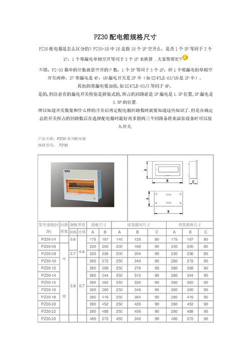 pz30配电箱规格尺寸