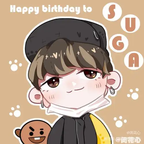 suga_suga闵玧其平涂q版头像bts绘画作品