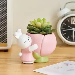 ins风小兔子办公室女生桌面宿舍盆栽装饰品摆件2023新年兔年礼物