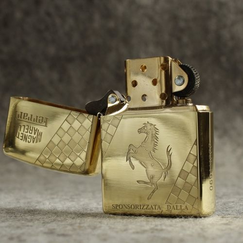 原装正品zippo防风打火机204b纯铜三面蚀刻法拉利zippo