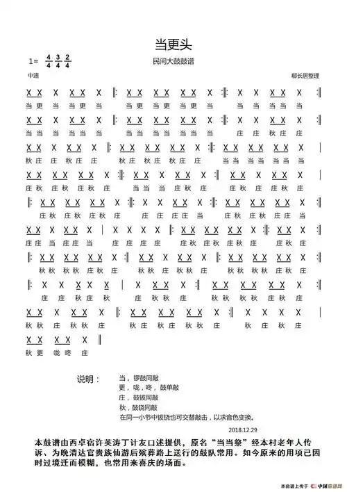 当更头民间大鼓鼓谱