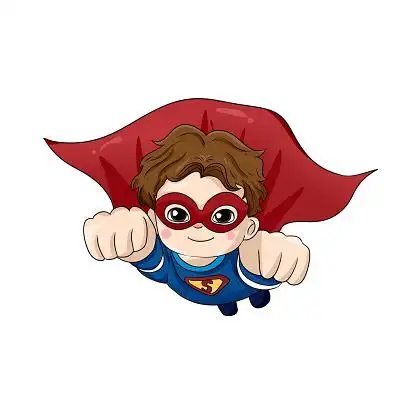 手绘卡通超人儿童元素png素材