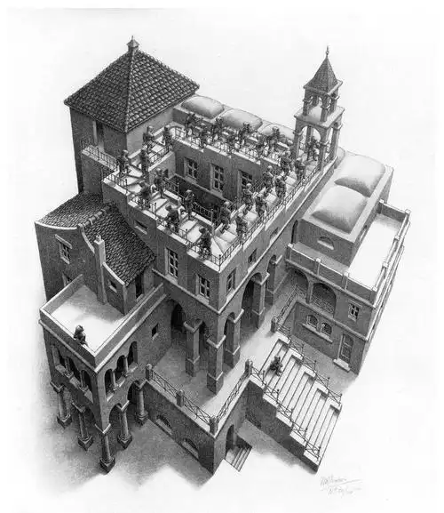 埃舍尔石版画《上升与下降》