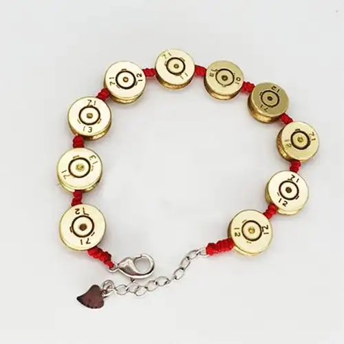 子弹壳高精爱心生肖领花镯环兵哥哥红绳手链手工编制军恋精美礼品鼠1