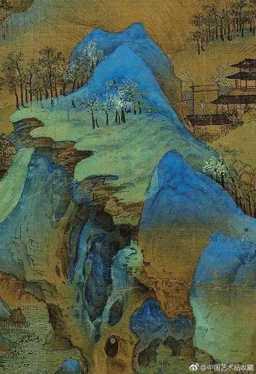 坡岸水际中青绿山水千里江山图宋代青绿山水画青绿山水王希孟只此青绿