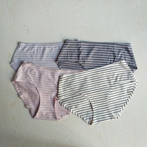 无痕内裤女士经典条纹棉质三角内裤头修身包臀中腰裤头底裤内衣女