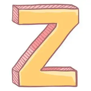 单卡通字母 z 在黄色和粉红色的颜色照片