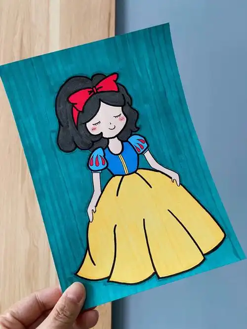 7672马克笔涂鸦迪士尼白雪公主附线稿过程