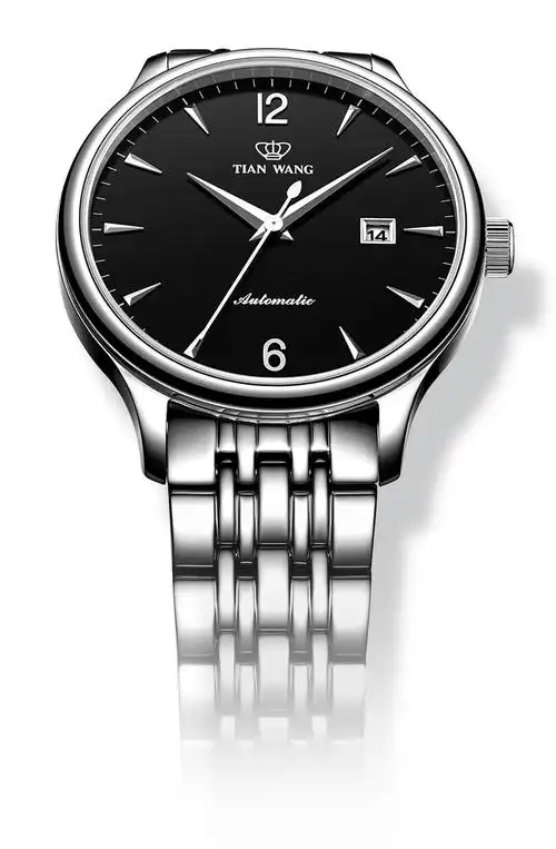 天王表5845经典钢带防水机械表男士腕表